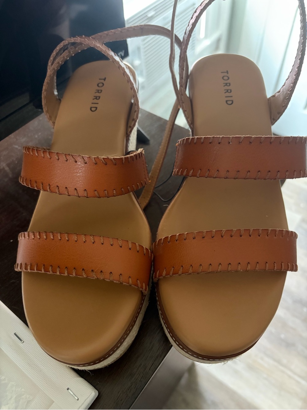 torrid Brown Leather Double-Strap Platform Sandals